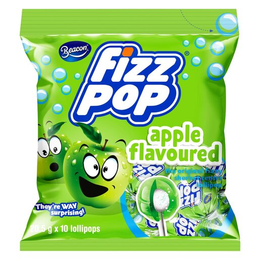 Beacon Fizz Pop Apple Flavoured Lollipops